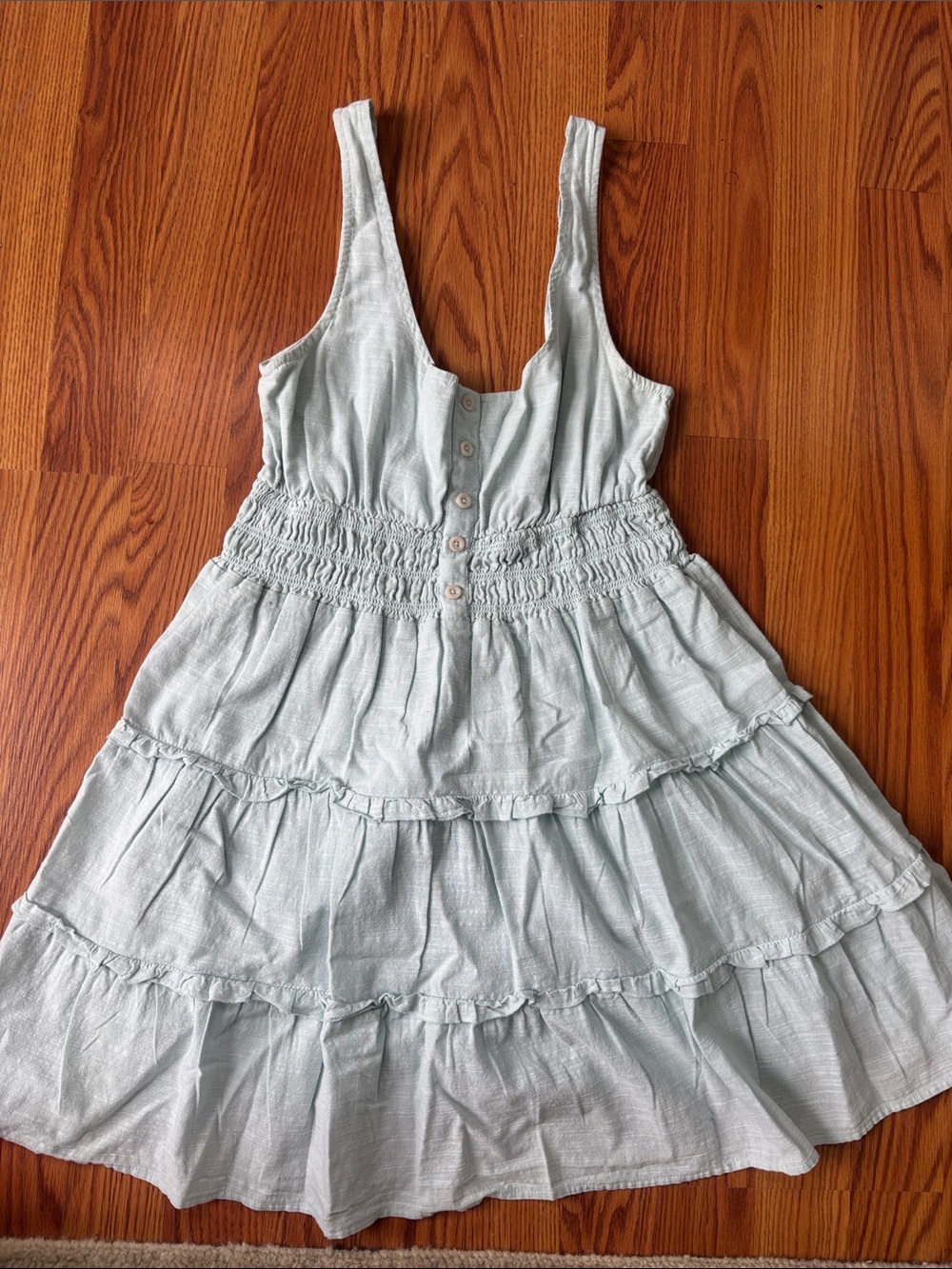 Urban Outfitters Light Sage Tiered Sundress with Button Front
